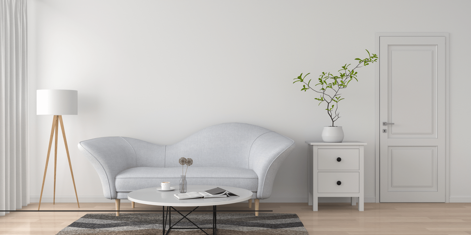 neutral minimalist interior design banner